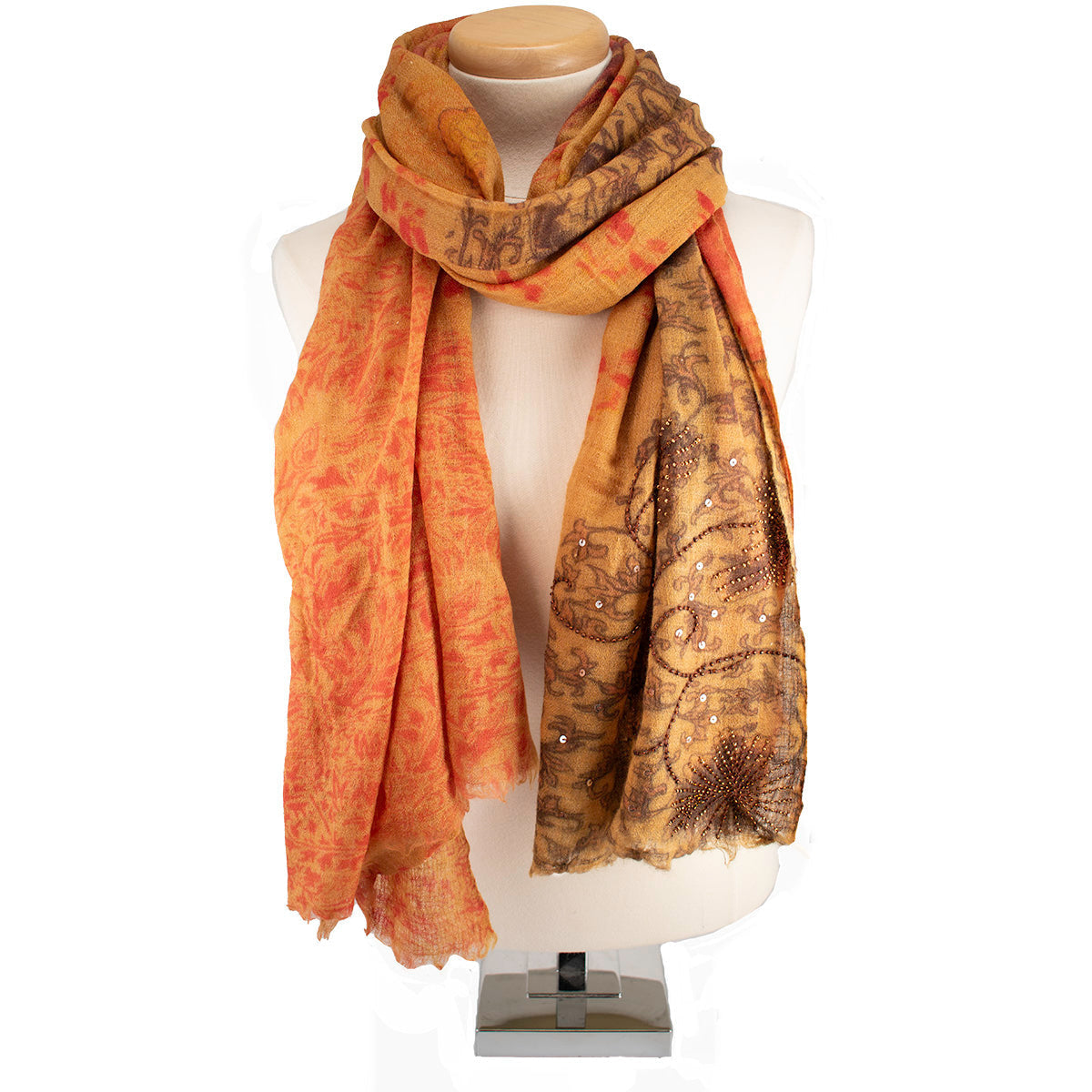 Orange Scarf ’One of a Kind’ beaded - One Kind 1