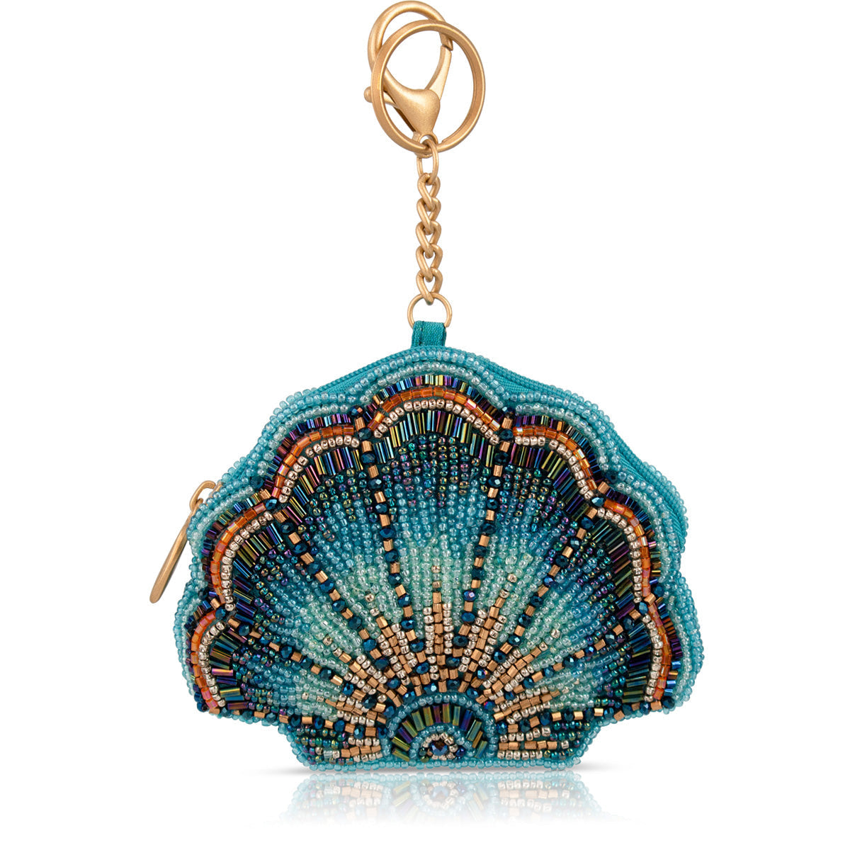 Blue Cove Sea Shell Beaded Coin Purse