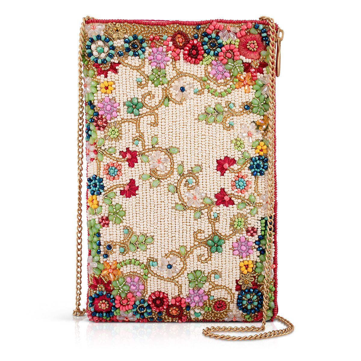Meadow Ditsy Floral Multi Color Beaded Crossobody Phone Bag