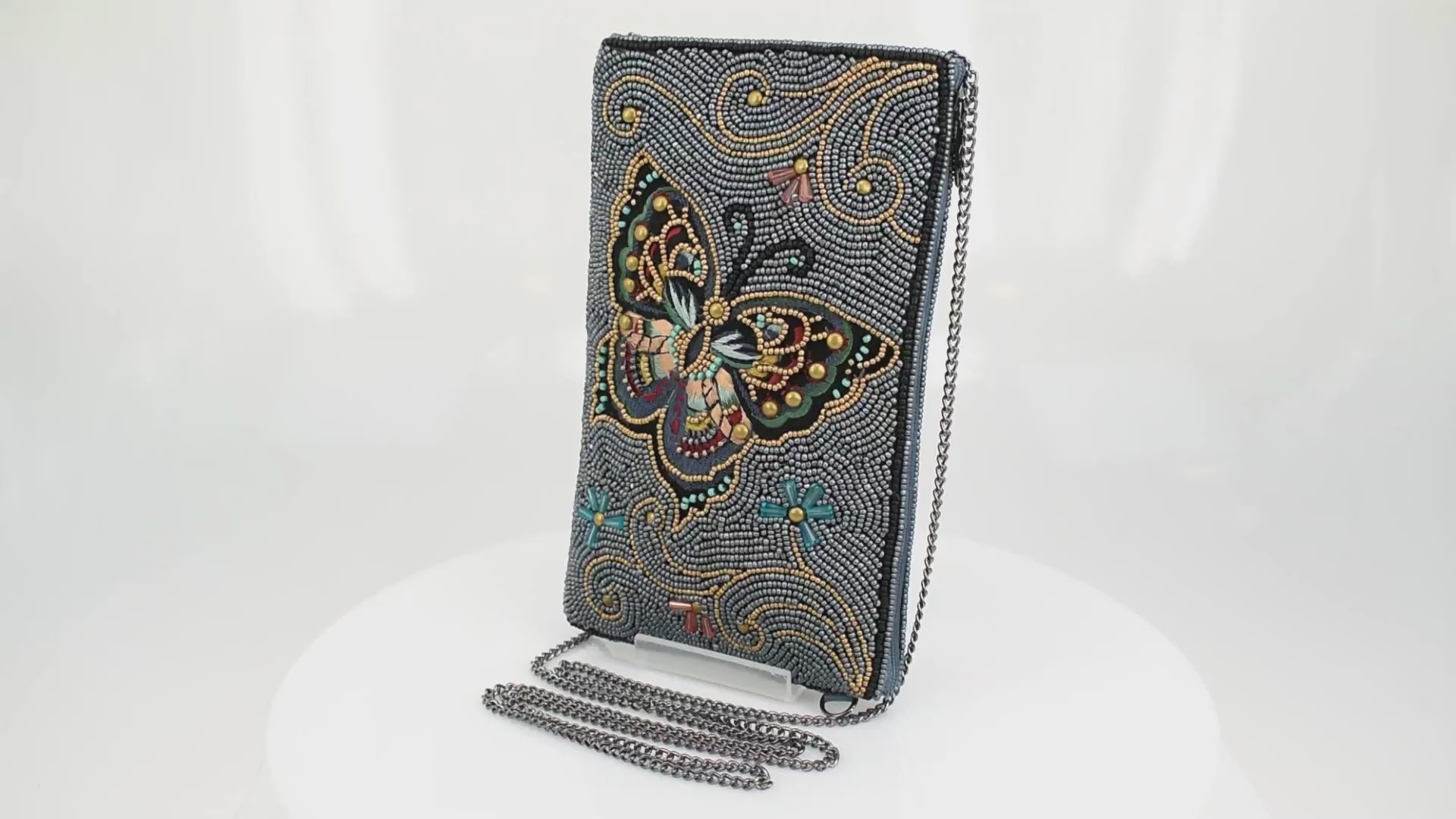 Mariposa Beaded Embroidered Butterfly Crossbody Handbag Video
