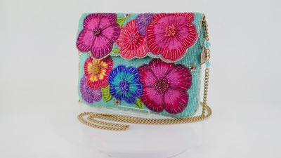 Arm Candy Beaded Floral Crossbody Clutch Handbag Video