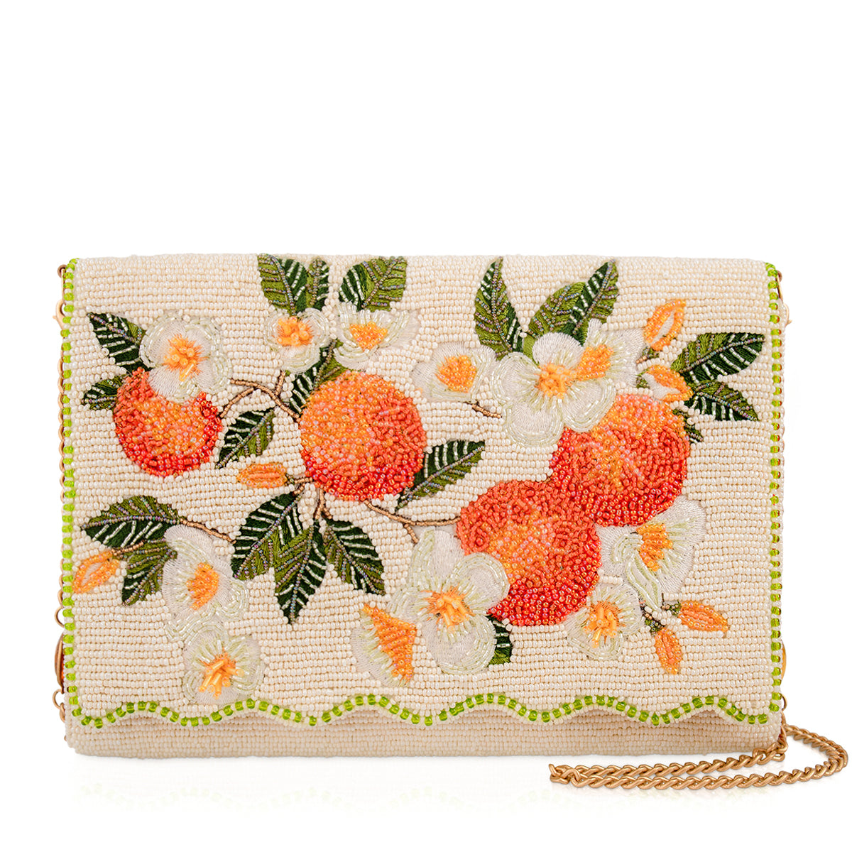 Sun Kissed Orange Fruite Beaded Crossbody Handbag