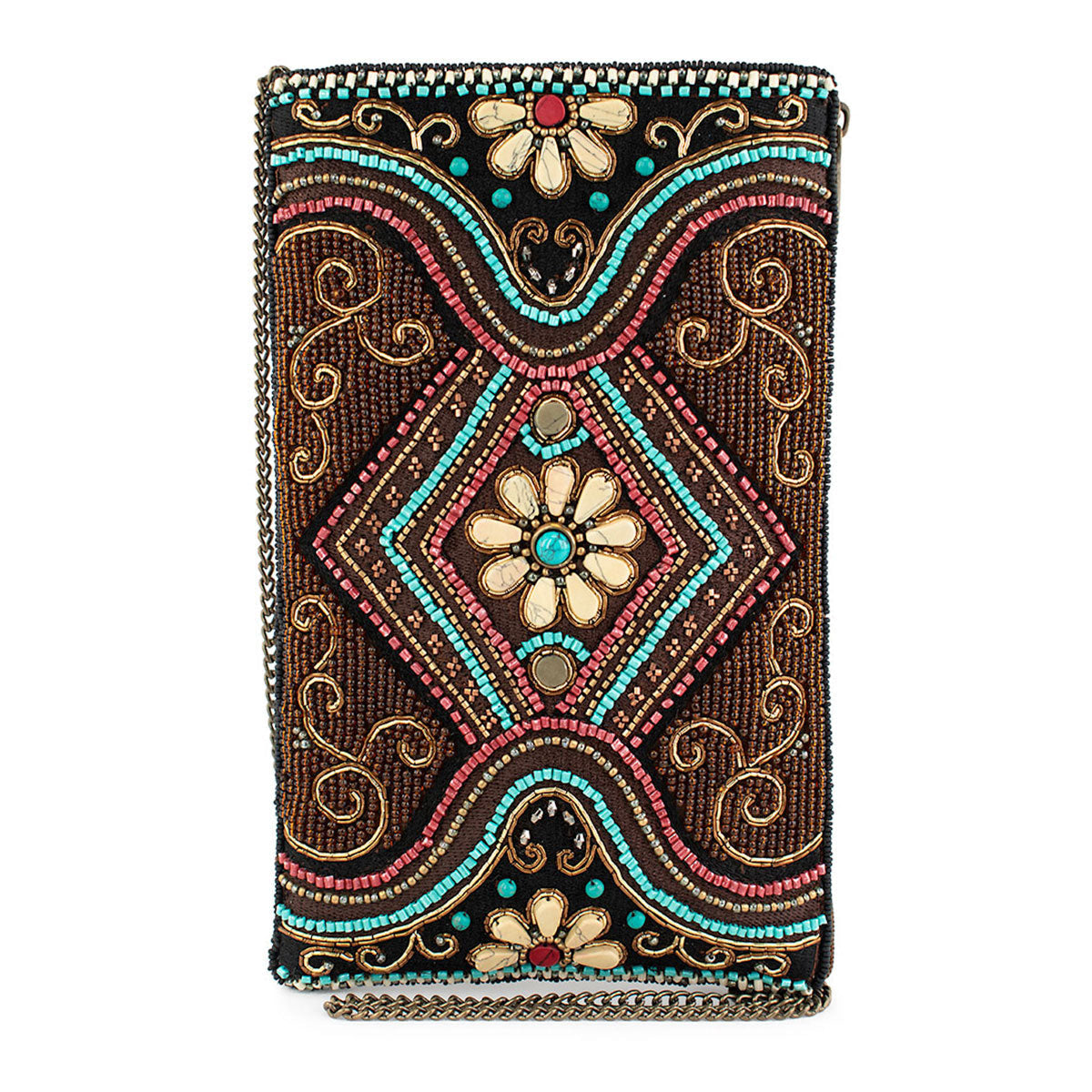 Tapestry Beaded Crossbody Phone Bag