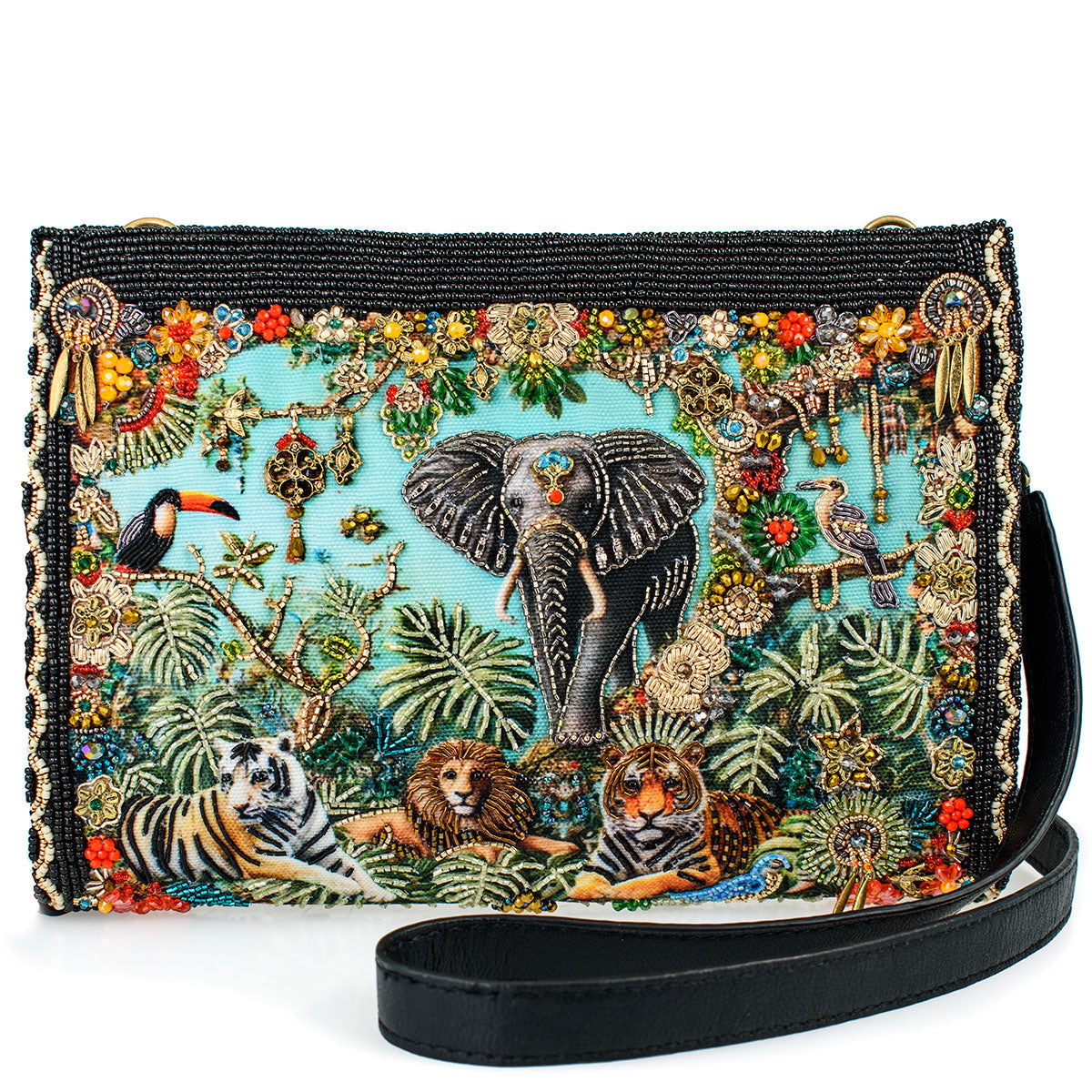 Wild Kingdom Beaded Animal Jungle Theme Crossbody Handbag Purse