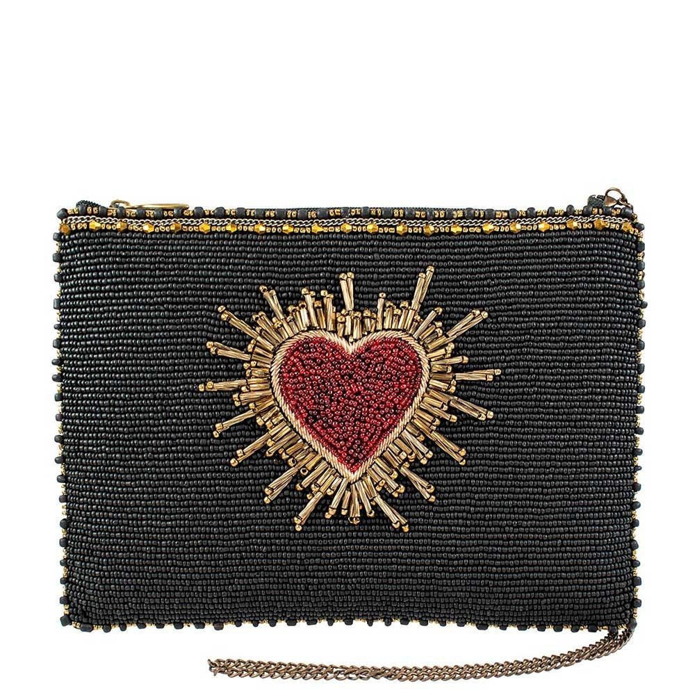 Mary Frances Big Heart Beaded Crossbody Handbag