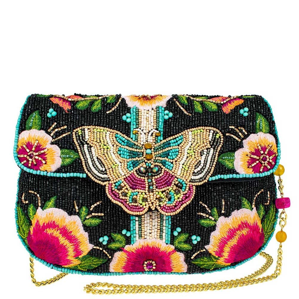 Dream Chaser Black Beaded Crossbody Clutch