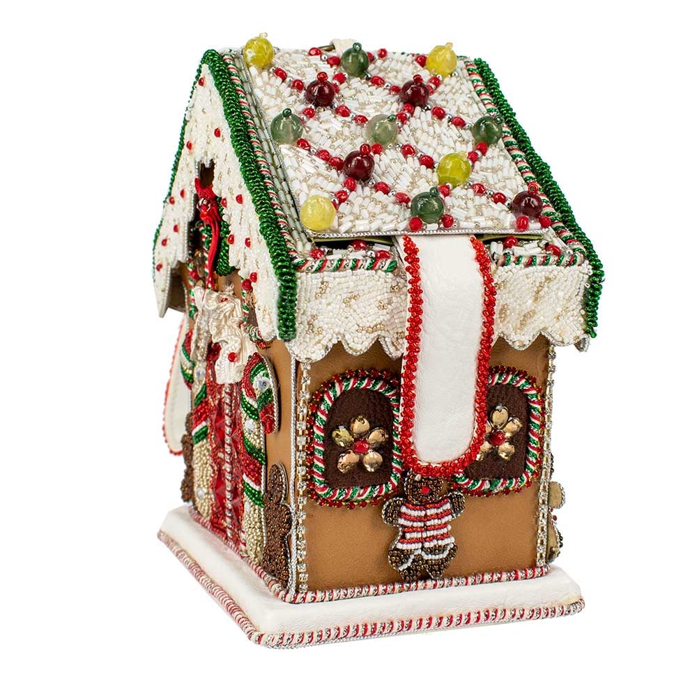 Gingerbread House Beaded Top Handle Bag Purse side view