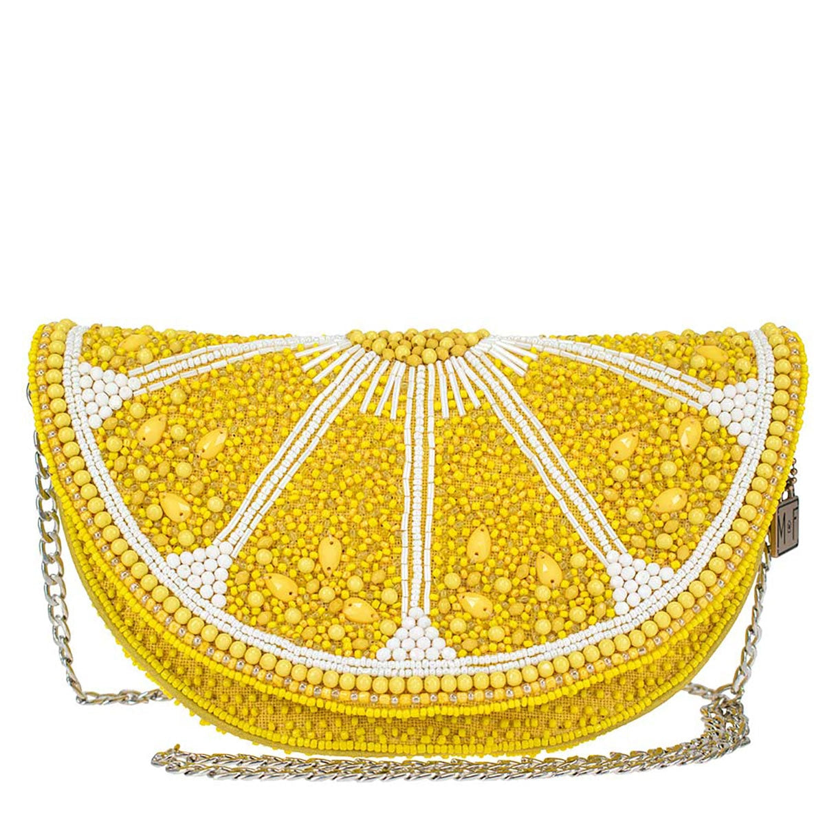 Mary Frances Tart Beaded Lemon Wedge Crossbody Clutch Handbag