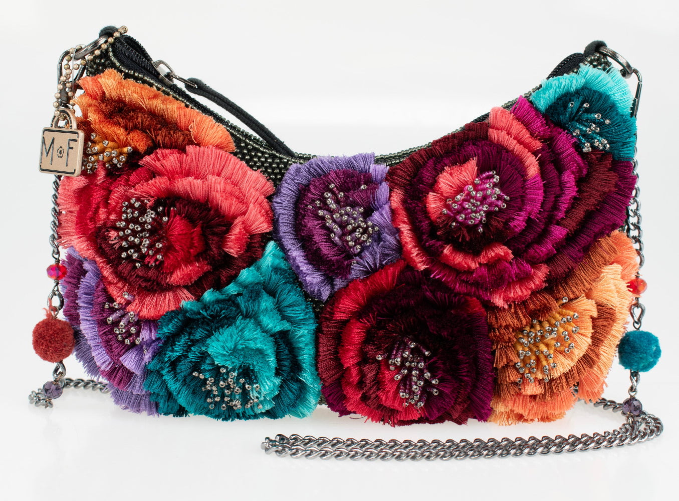 Pom Flowers Crossbody Handbag ’One of a Kind’ beaded - One Kind 1