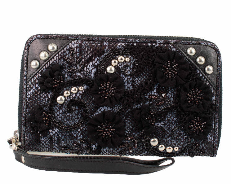 Blue Snakeskin Wristlet Wallet ’One of a Kind’ beaded - One Kind 1