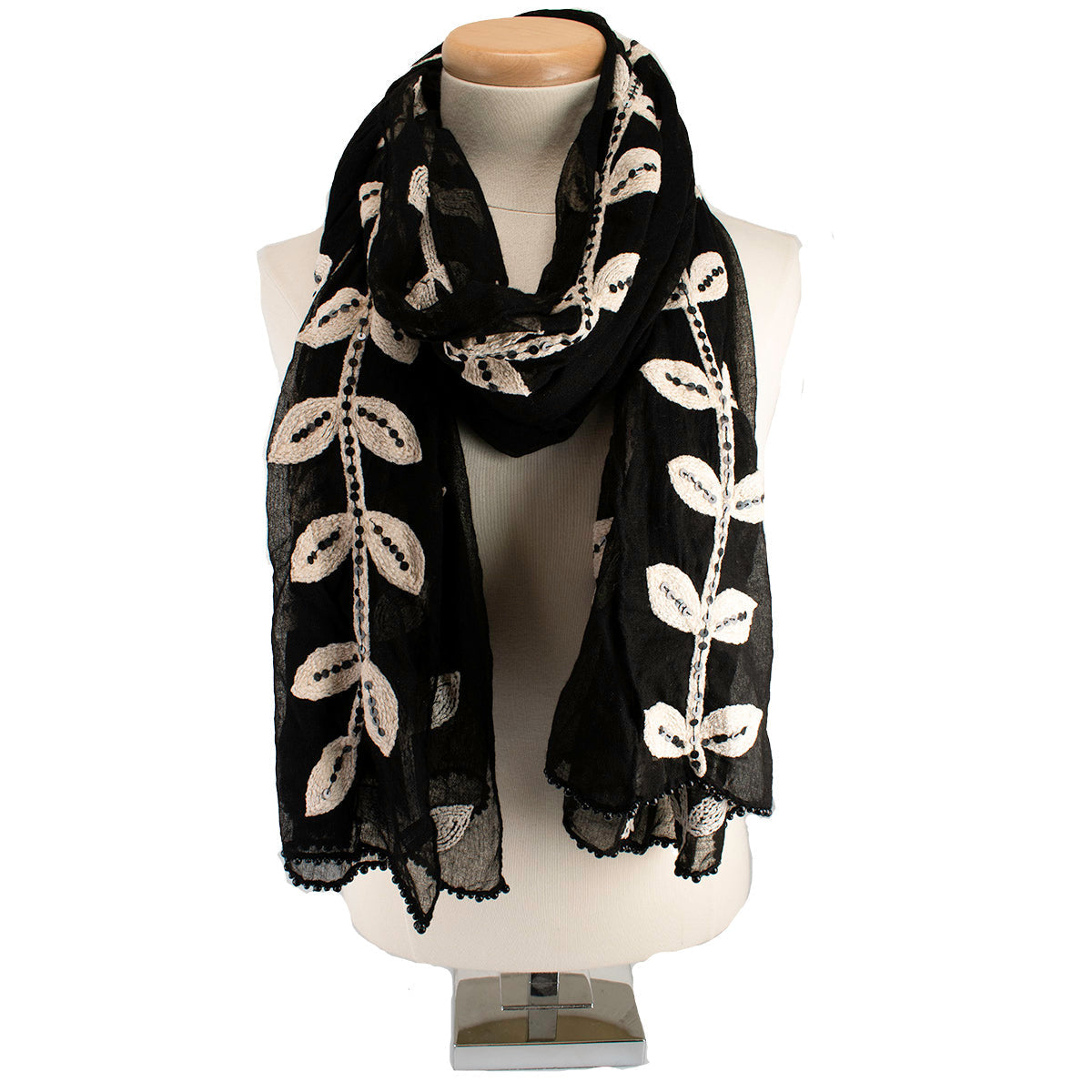 B&W Scarf ’One of a Kind’ beaded One Kind 1