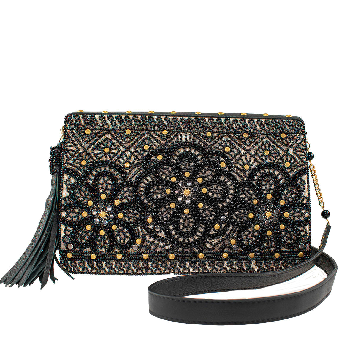 Black Leather Crossbody ’One of a Kind’ beaded One Kind 1