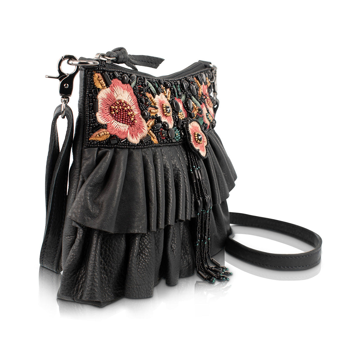 Floral Flair Shoulder Handbag beaded - 3