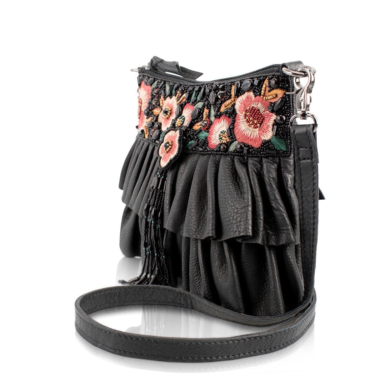 Floral Flair Shoulder Handbag beaded - 4