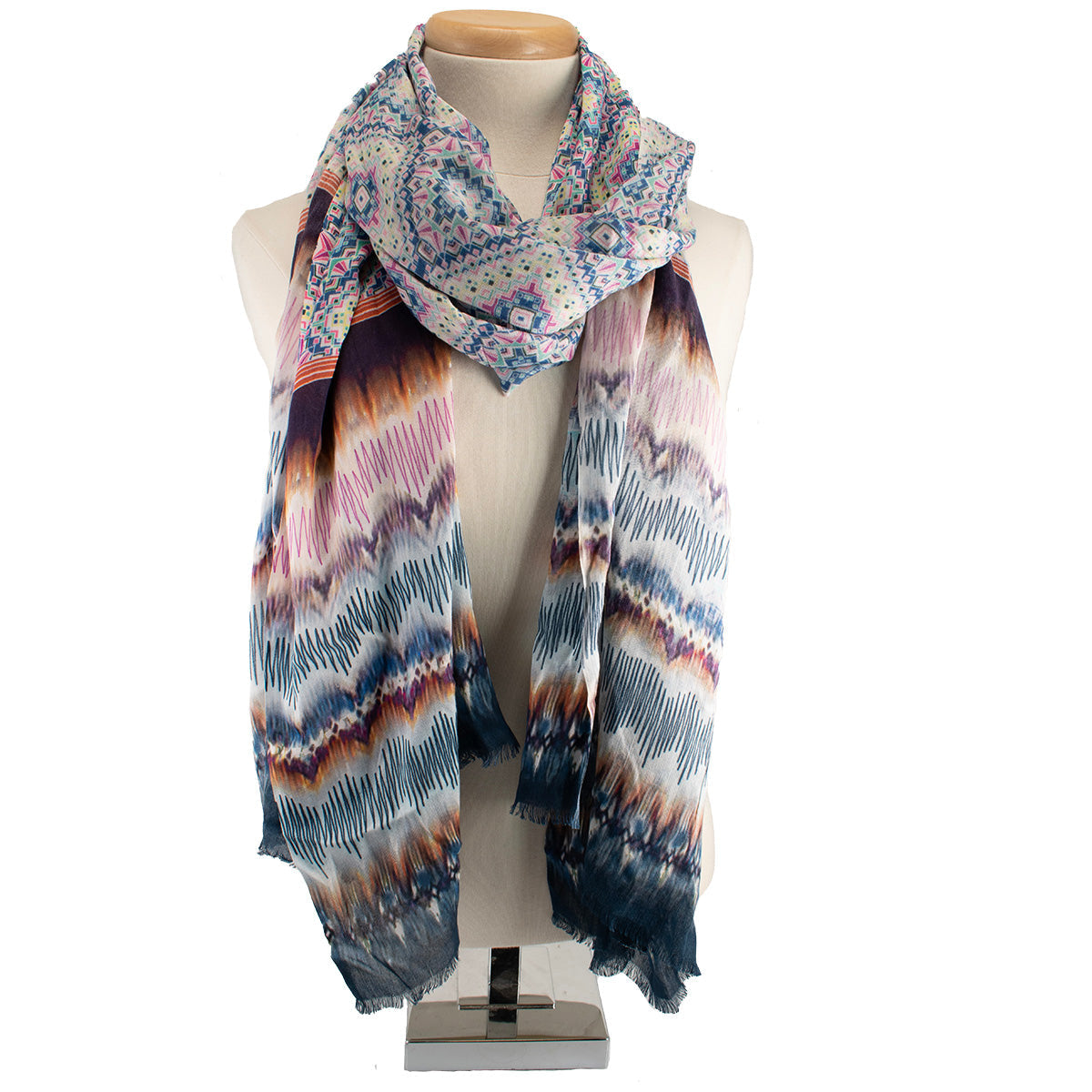 Mixed Prints Scarf ’One of a Kind’ beaded One Kind 1