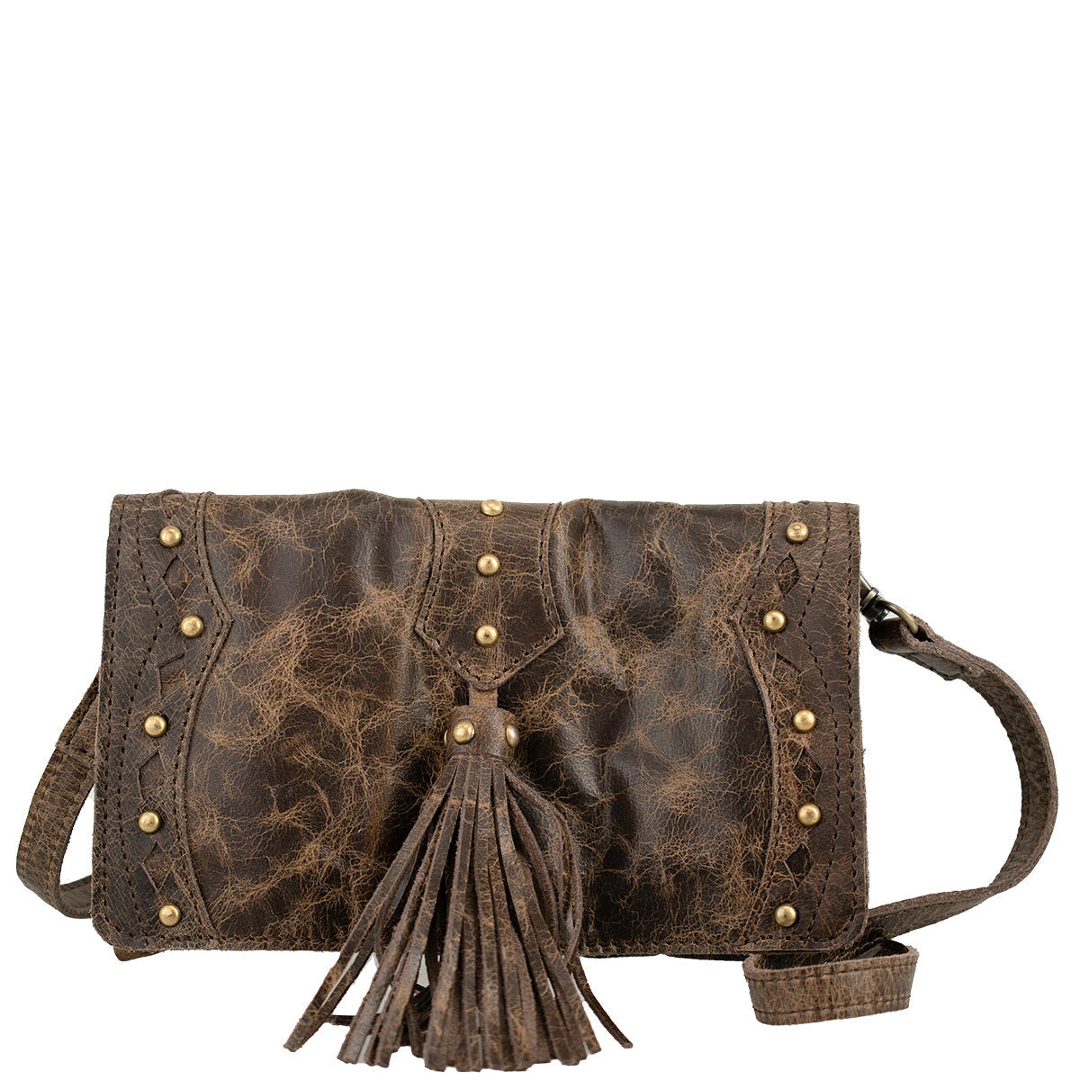 Brown Leather Fringe Crossbody ’One of a Kind’ beaded - One Kind 1