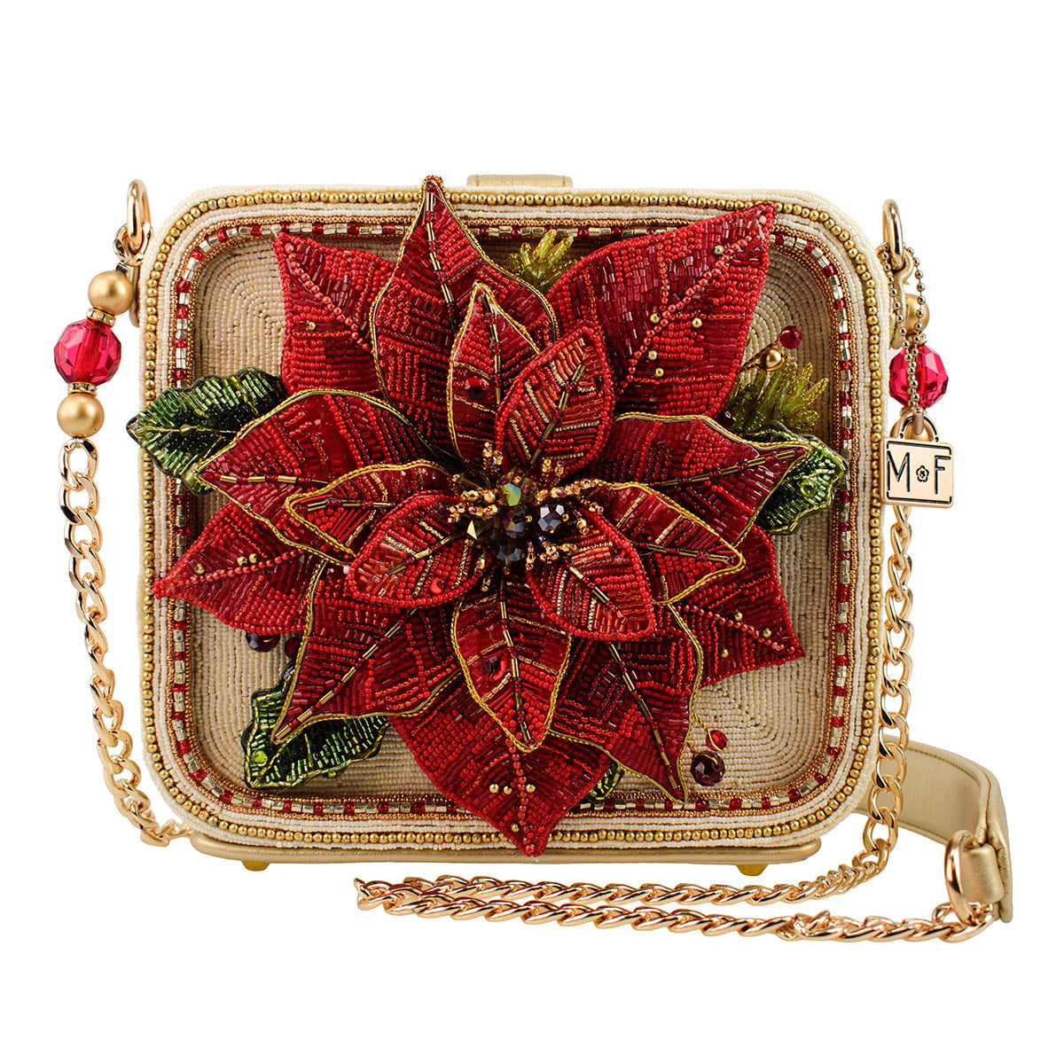 Poinsettia Shoulder Bag beaded - 1