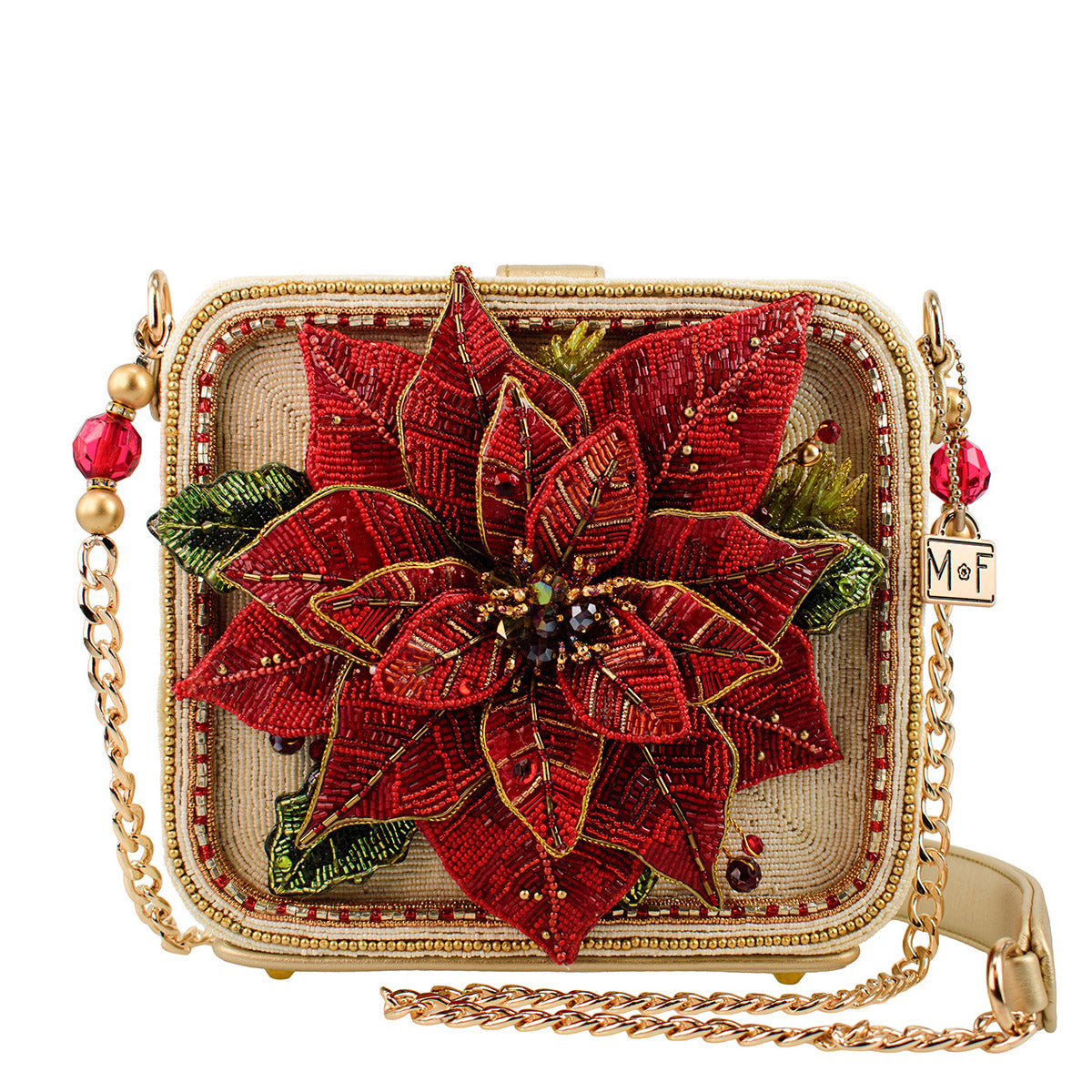 Poinsettia Shoulder Bag beaded - 1