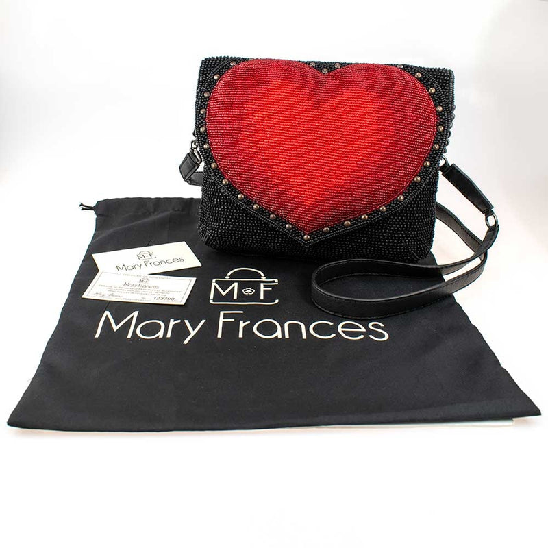 Mary Frances Big Heart Beaded Crossbody Handbag