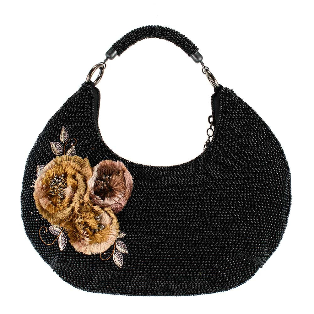 Black & Gold Floral Handbag ’One of a Kind’ beaded - One Kind 2