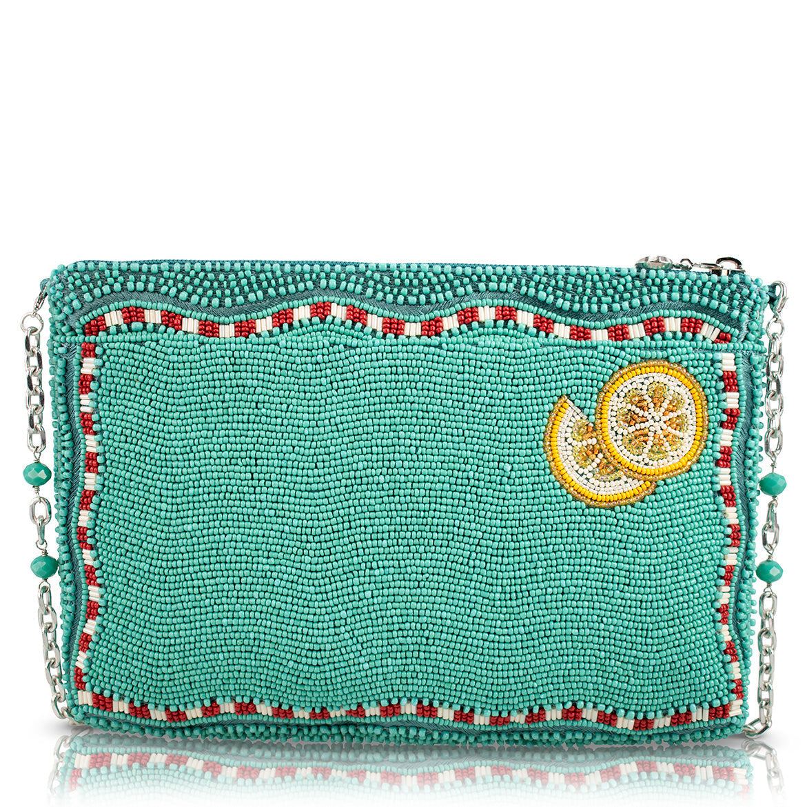 Crack Me Up Lobster and Lemon Beaded Crossbody Handbag