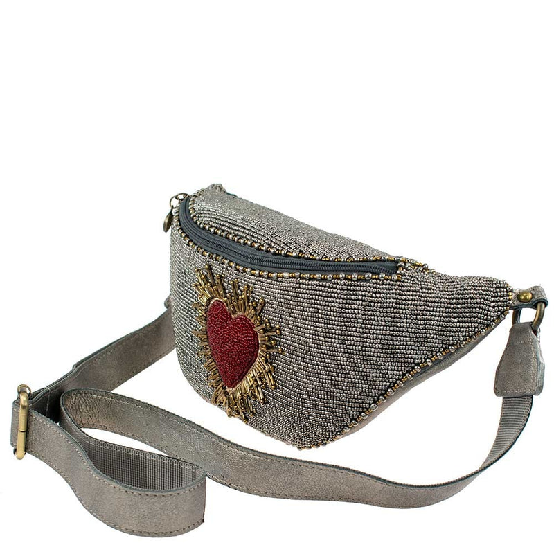 Mary Frances Big Heart Beaded Crossbody Handbag