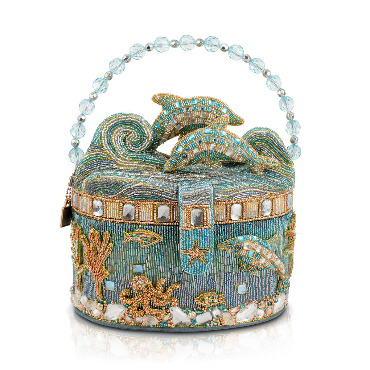 Crystal Dolphin Top Handle Handbag beaded - 1
