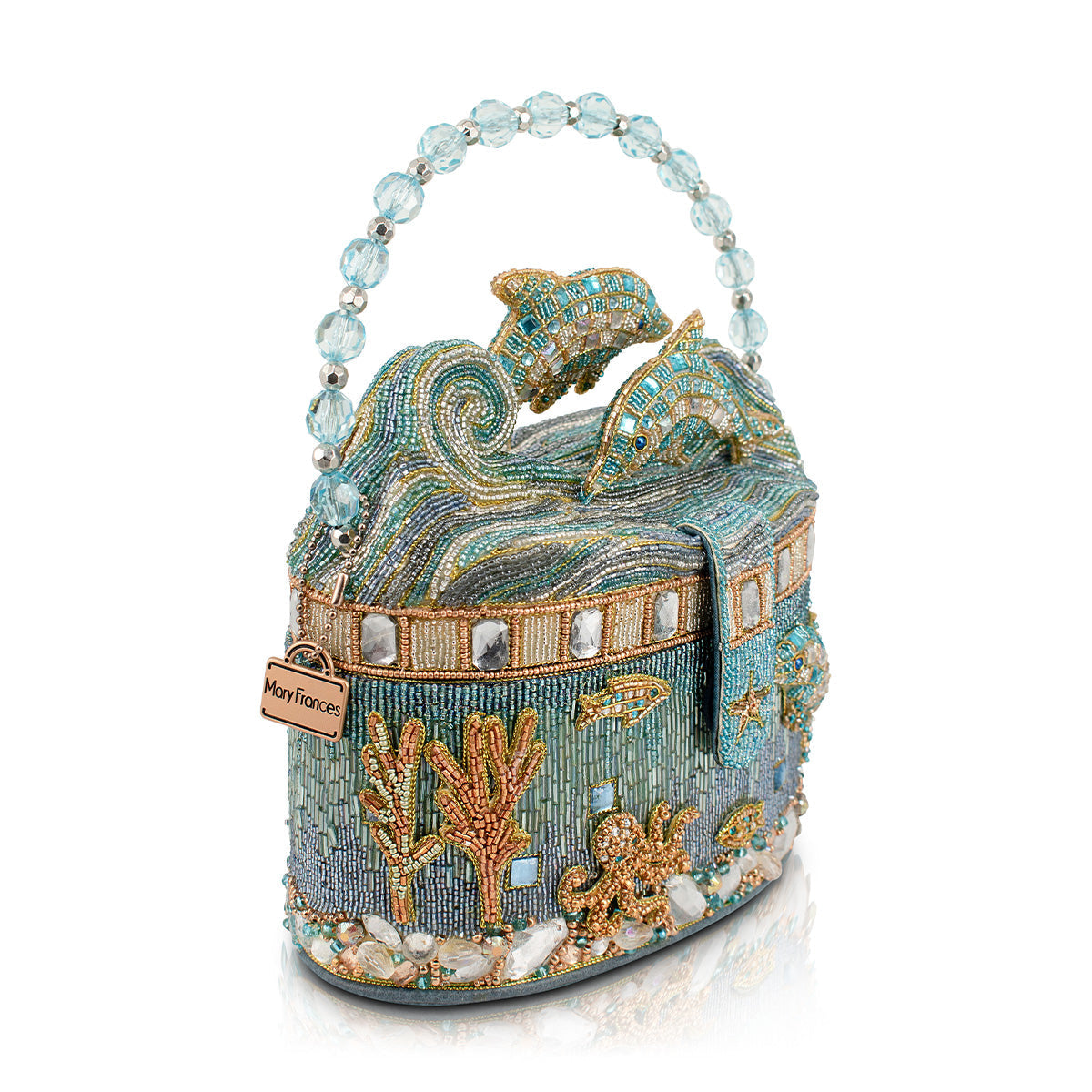 Crystal Dolphin Top Handle Handbag beaded - 3