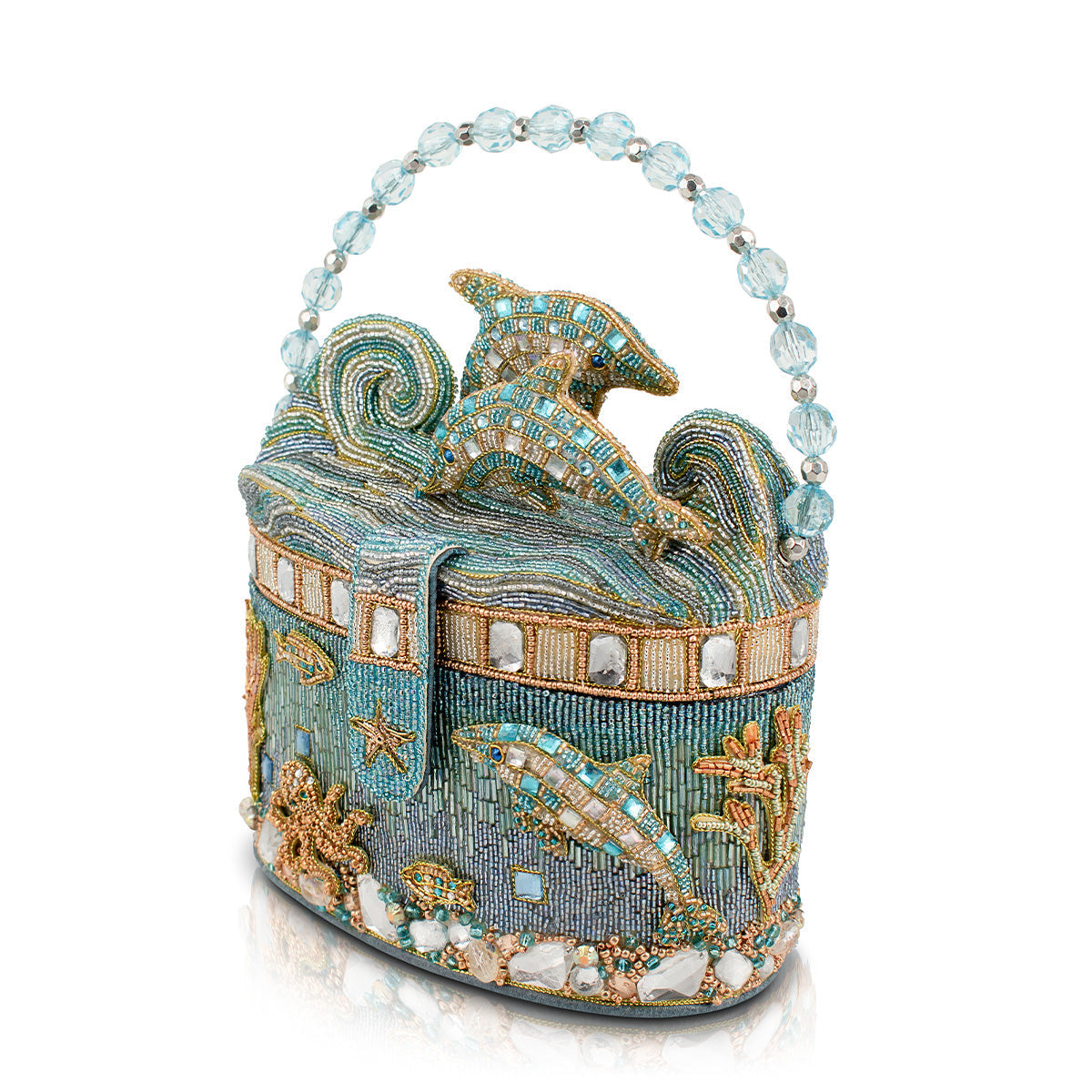 Crystal Dolphin Top Handle Handbag beaded - 4