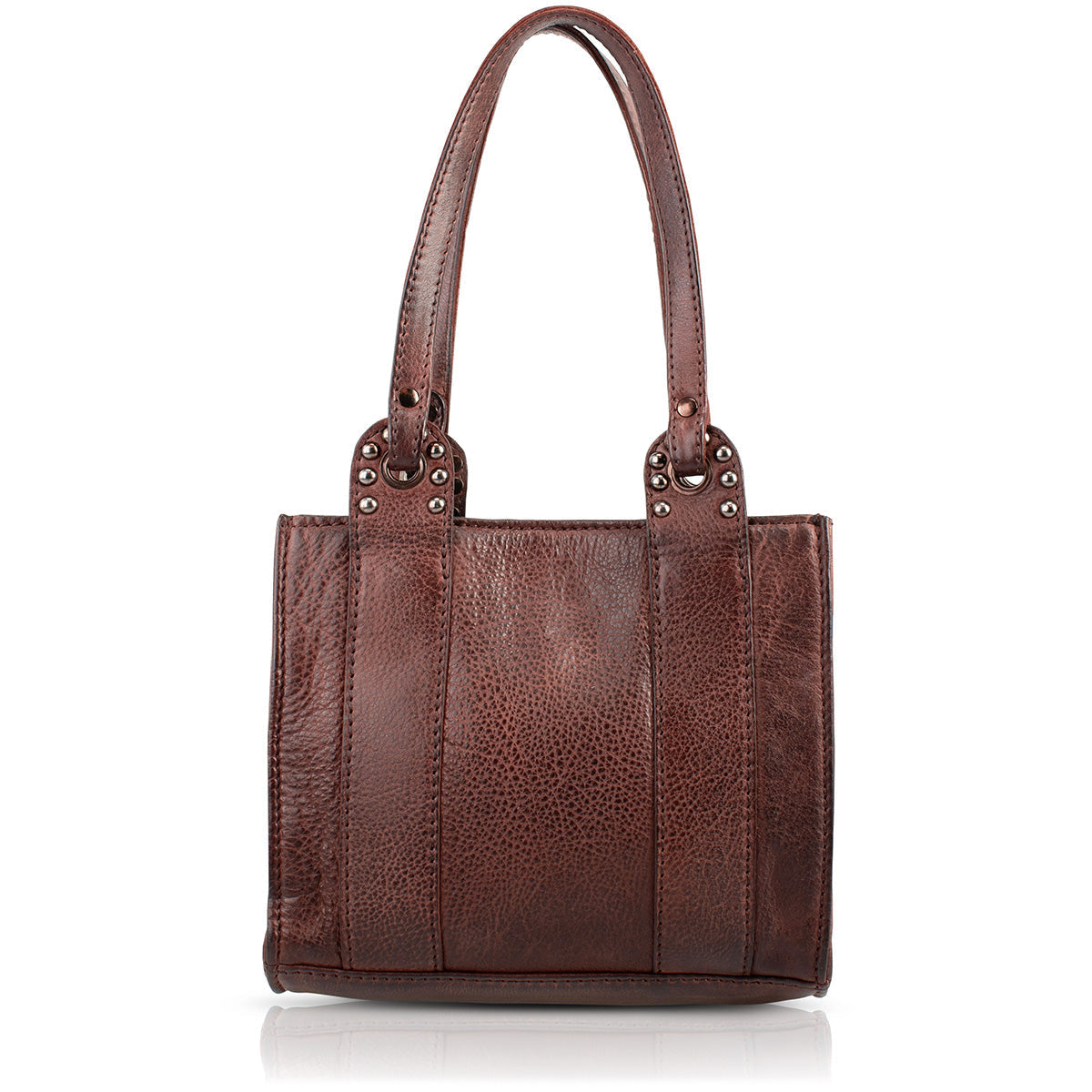 Elevated Brown Leather Shoulder Handbag beaded - 2