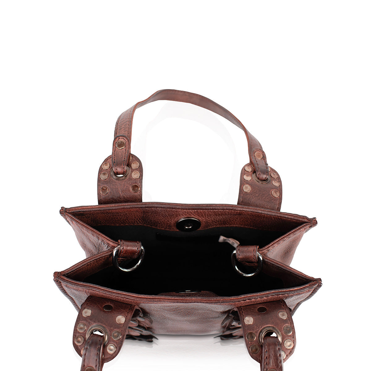 Elevated Brown Leather Shoulder Handbag beaded - 4