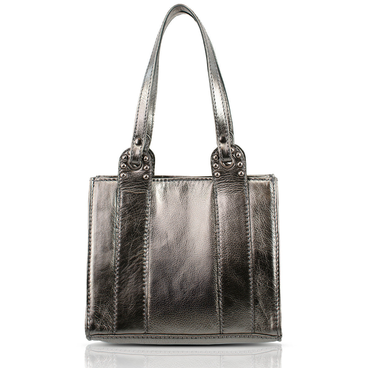 Elevated Pewter Leather Shoulder Handbag beaded - 2