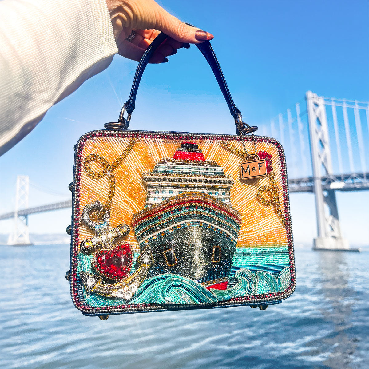 新品未使用MARY FRANCES メアリーフランシス ハンドバッグ Full Steam Ahead Beaded Cruise Ship Top Handle Handbag - Mary Frances