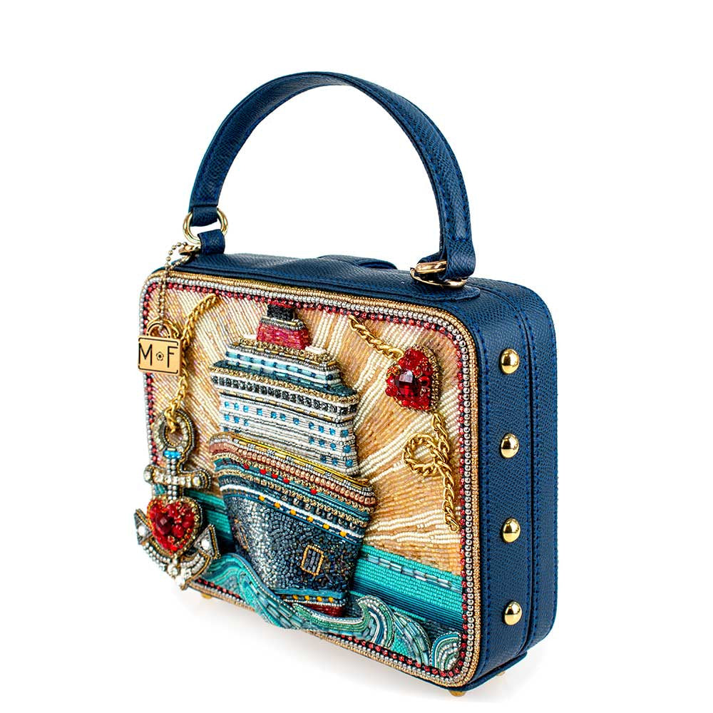 Full Steam Ahead Beaded Cruise Ship Top Handle Handbag - Mary Frances