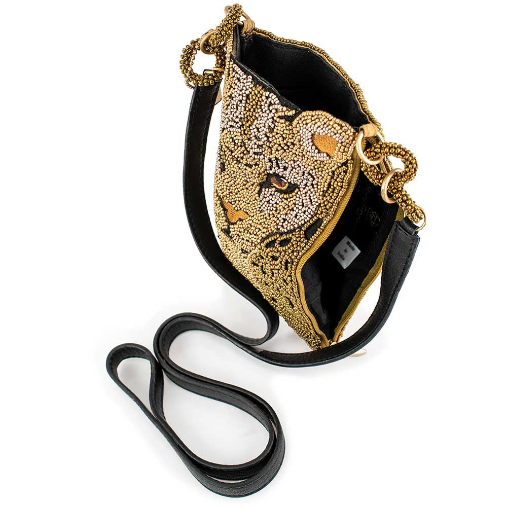 Gone Wild Beaded Leopard Crossbody Phone Bag - Mary Frances