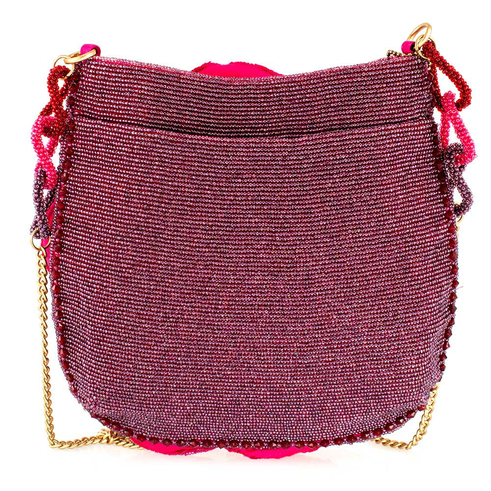 Magenta Beaded 3D Flower Crossbody ’One of a Kind’ beaded - One Kind 2
