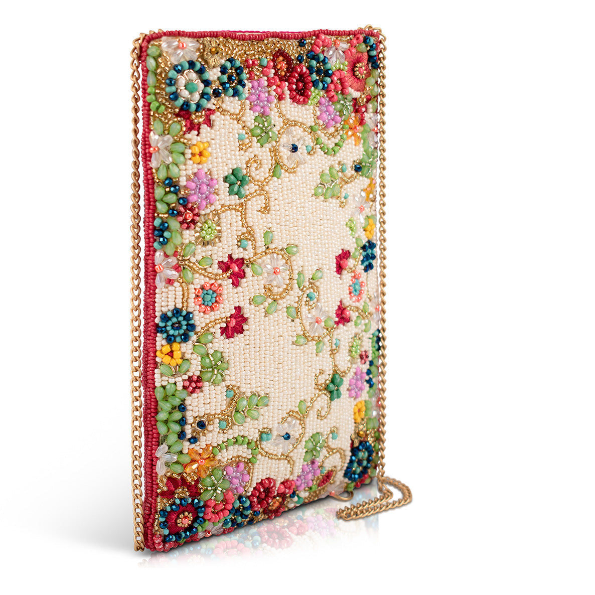 Meadow Ditsy Floral Multi Color Beaded Crossobody Phone Bag