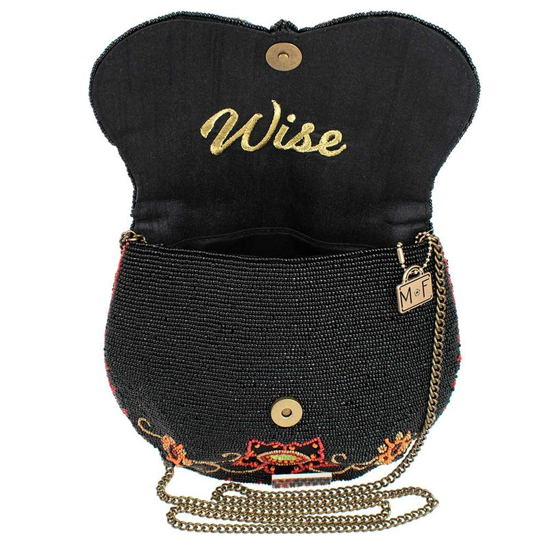 Night Owl Beaded Crossbody Handbag inside