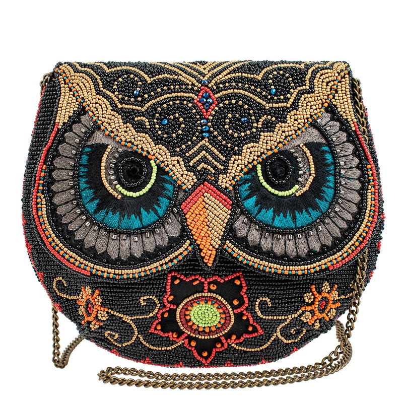Night Owl Beaded Crossbody Handbag front