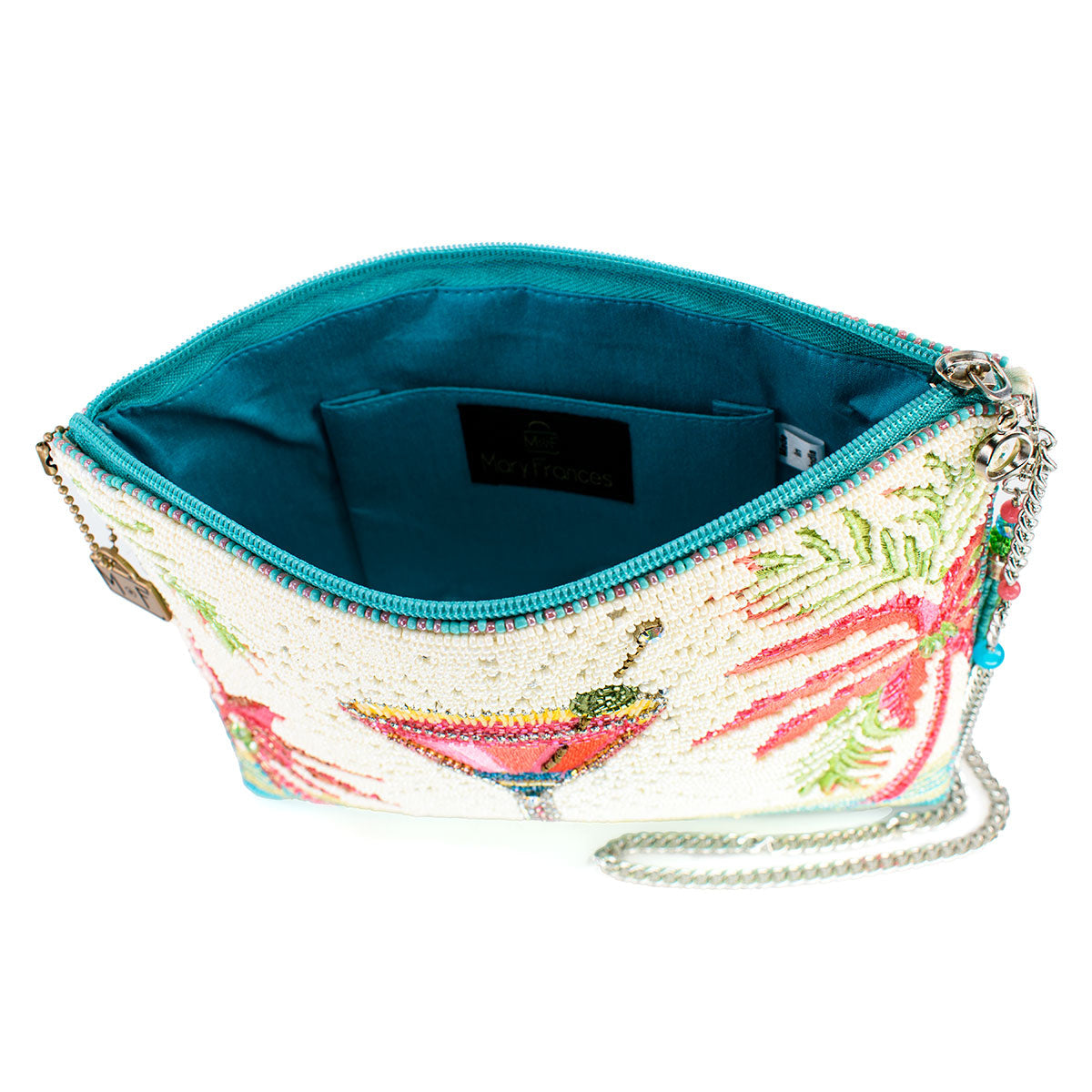 Palm Paradise Beaded Tropical Cocktail Crossbody Clutch Handbag