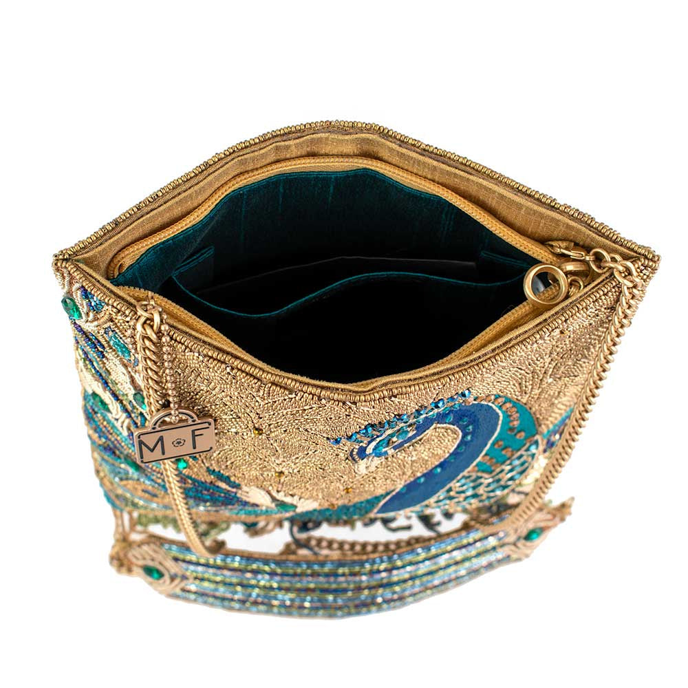 Peacock Feathers Crossbody Handbag beaded - 6