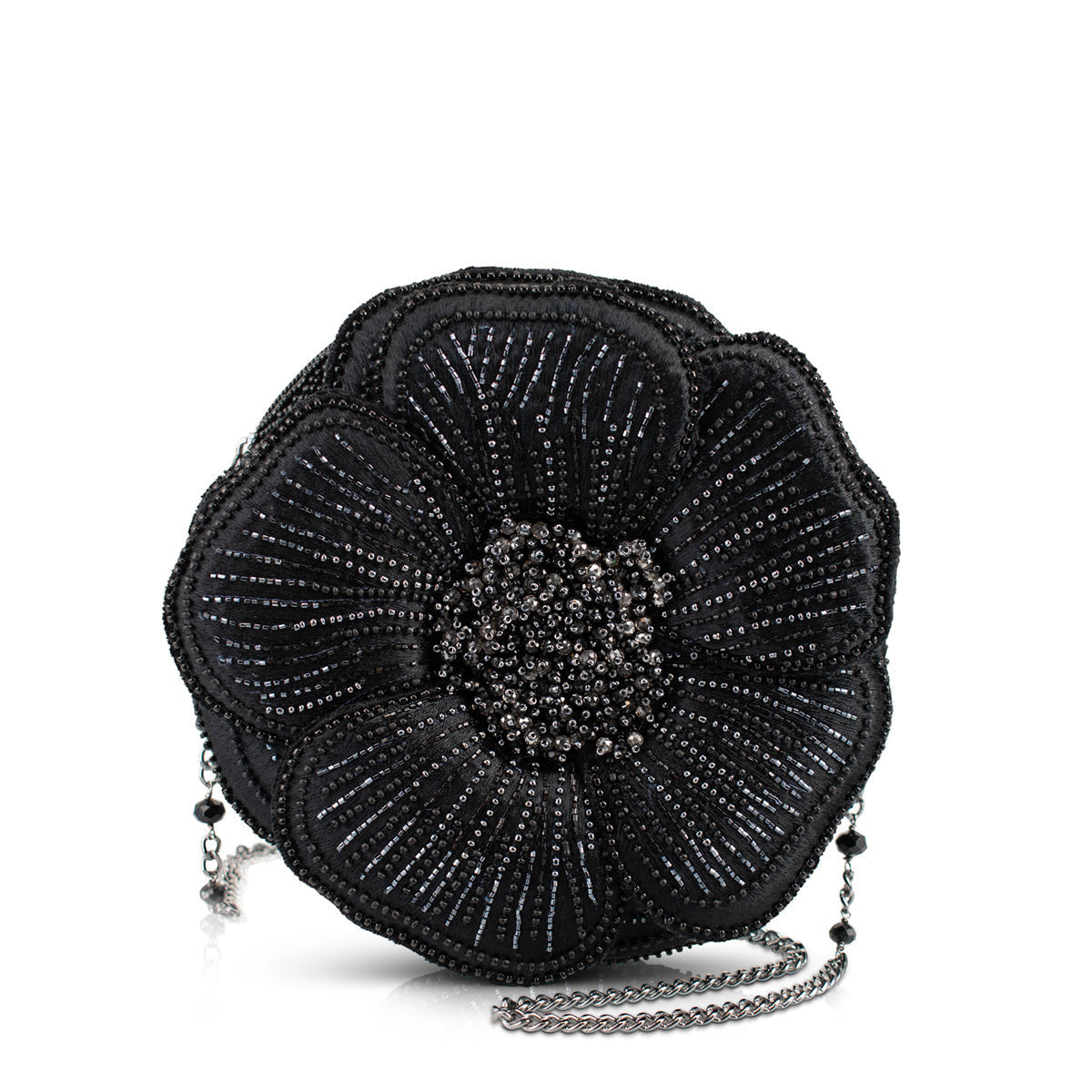 Petal Me Black Crossbody Handbag beaded - 1