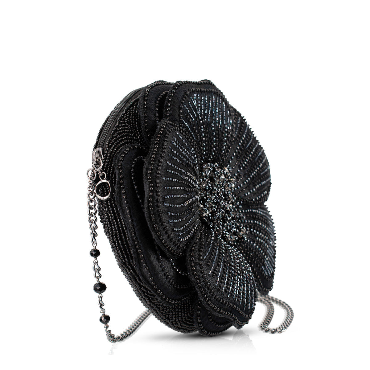 Petal Me Black Crossbody Handbag beaded - 3