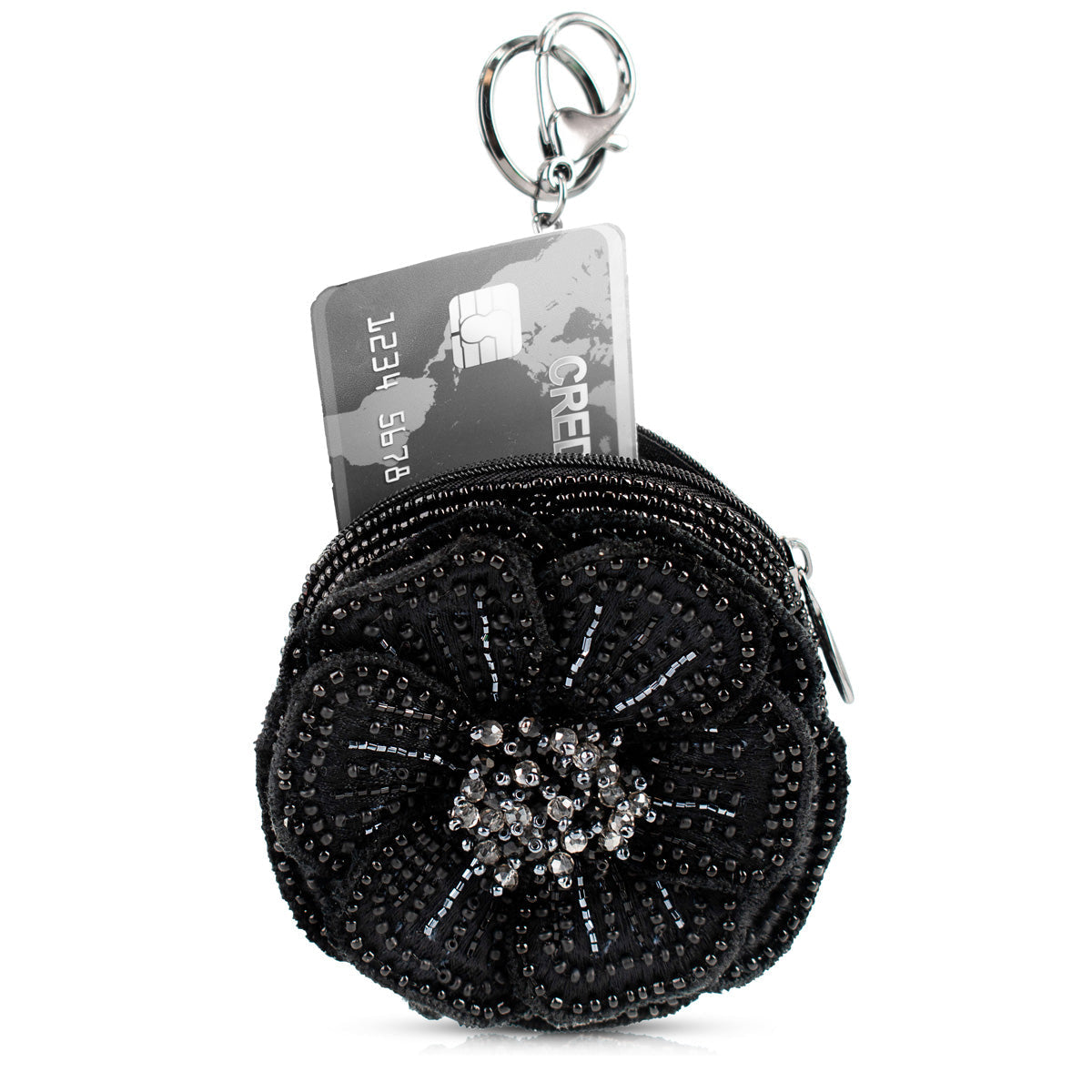 Petal Me Black Coin Purse beaded - 5