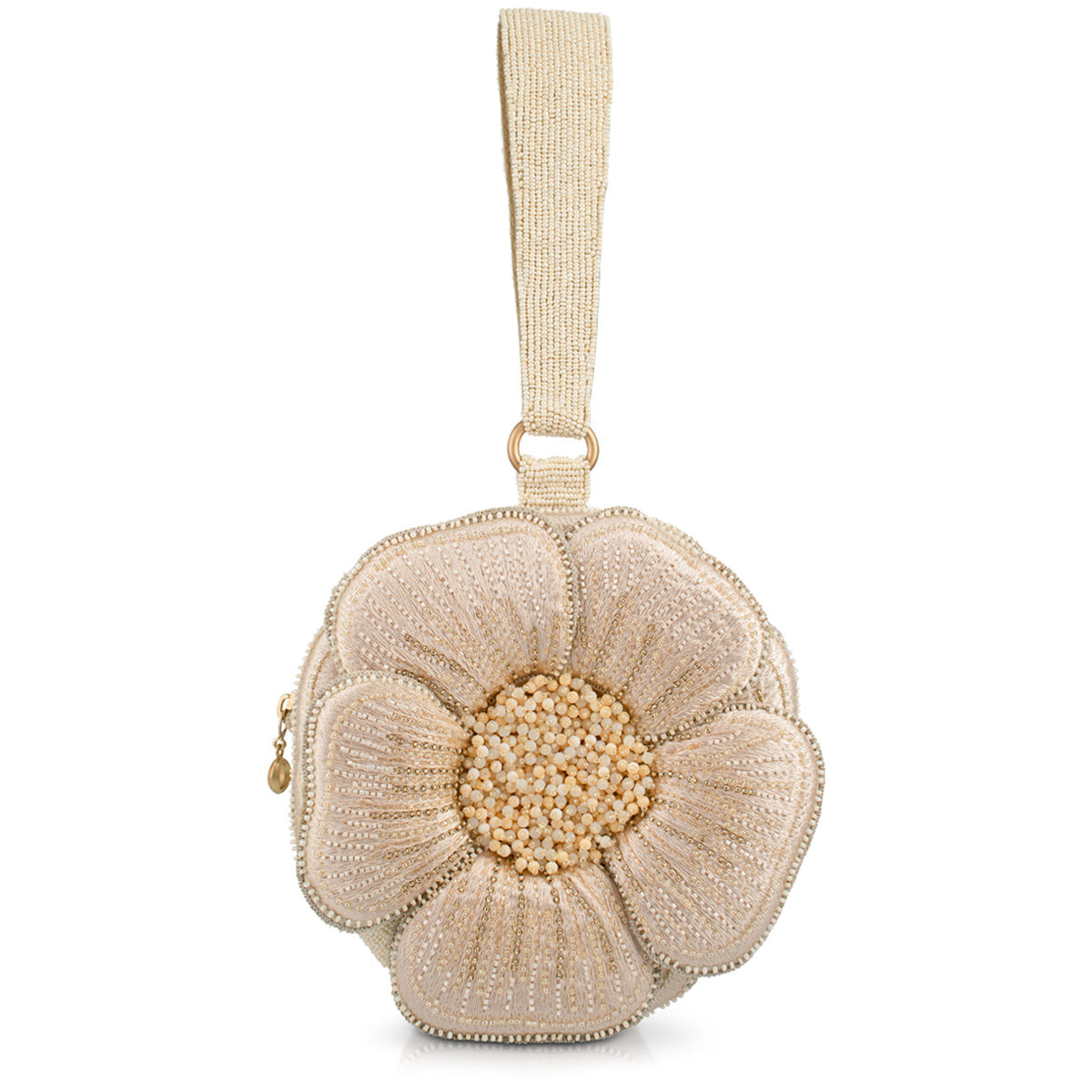 Petal Me Cream Wristlet Handbag beaded - 1