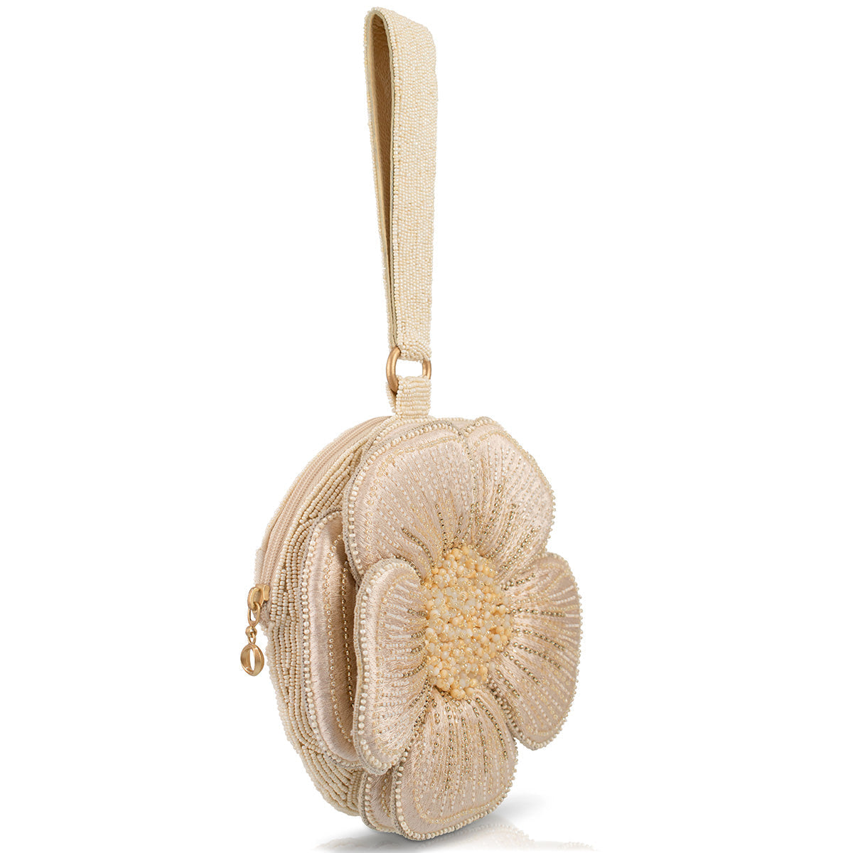 Petal Me Cream Wristlet Handbag beaded - 3