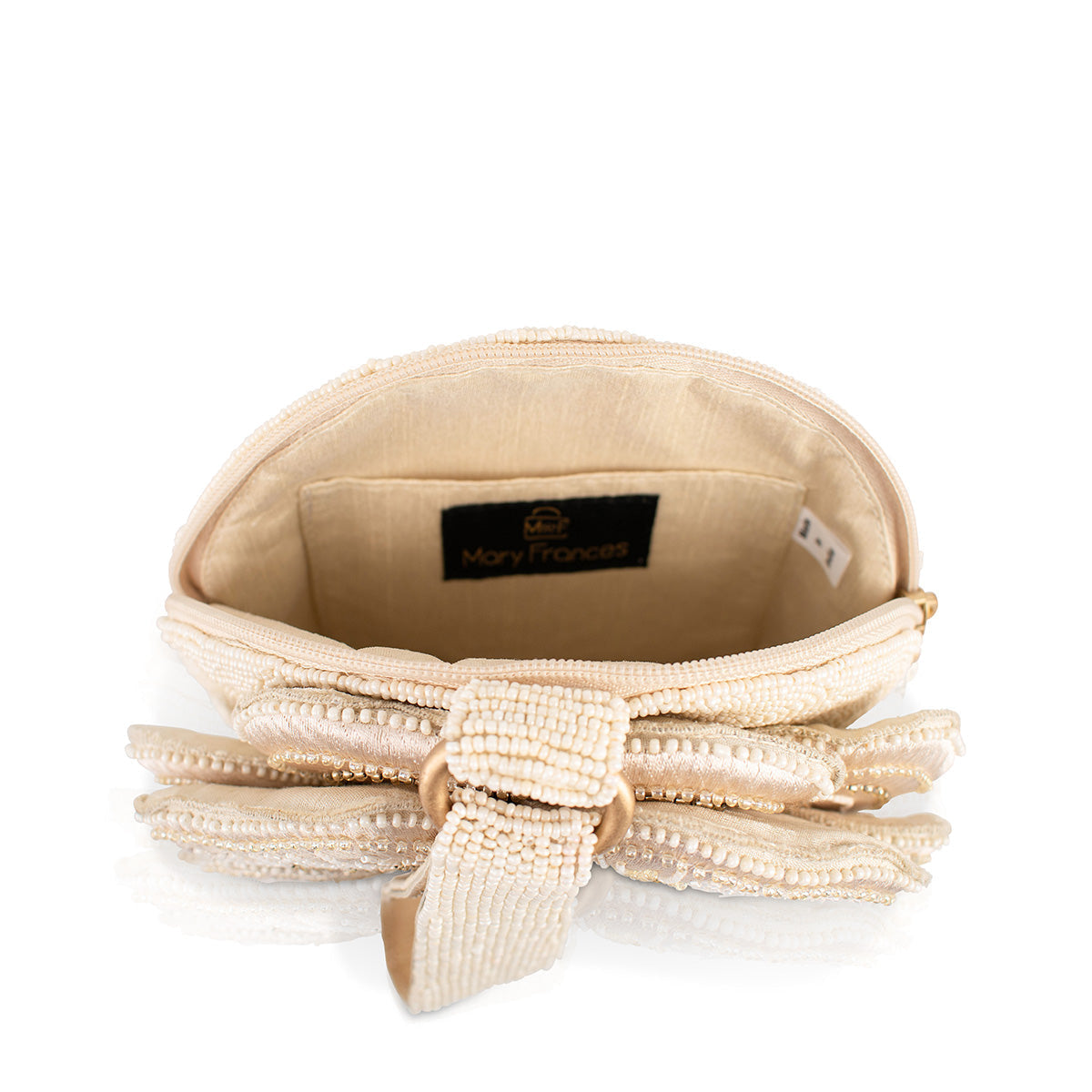 Petal Me Cream Wristlet Handbag beaded - 4