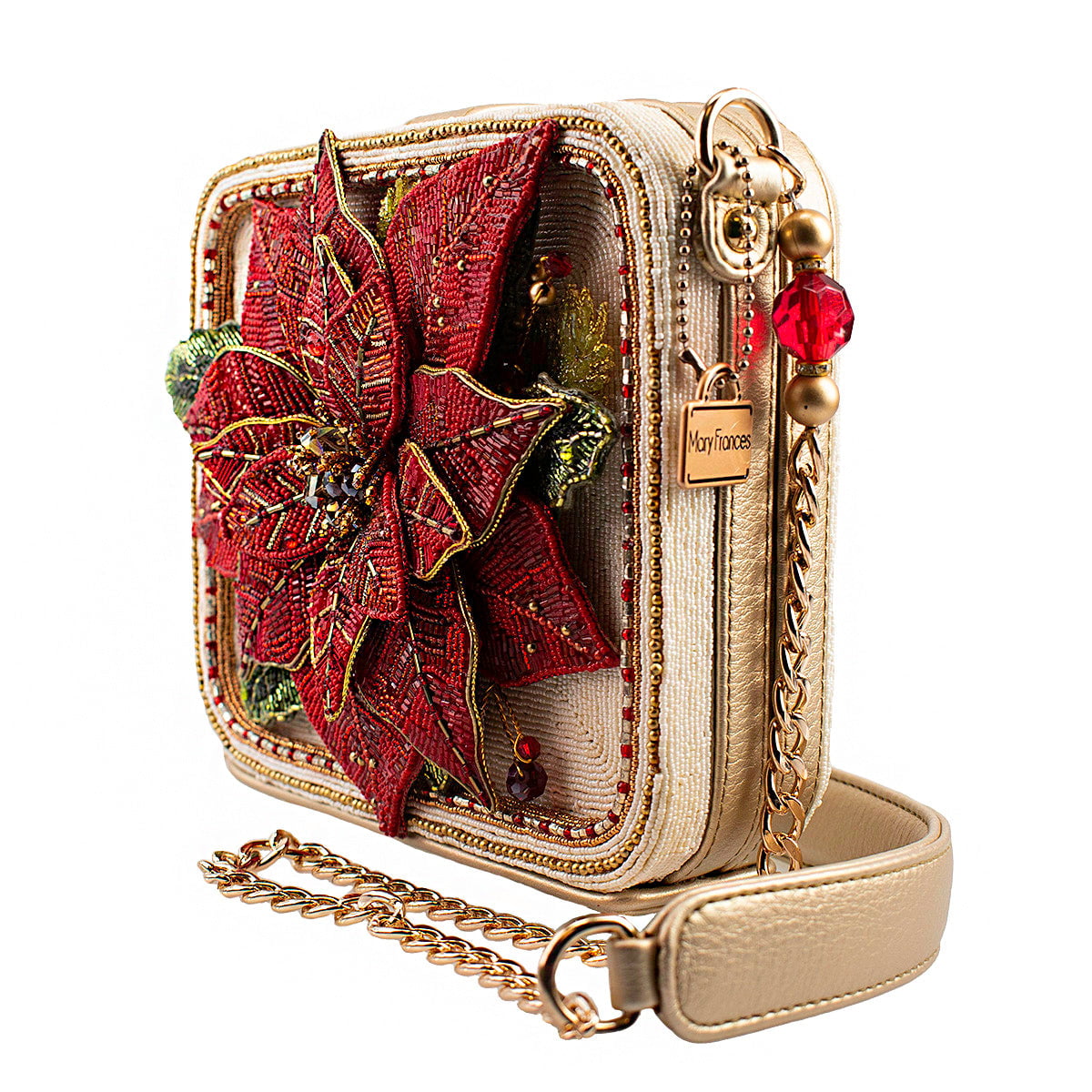 Poinsettia Shoulder Bag beaded - 3