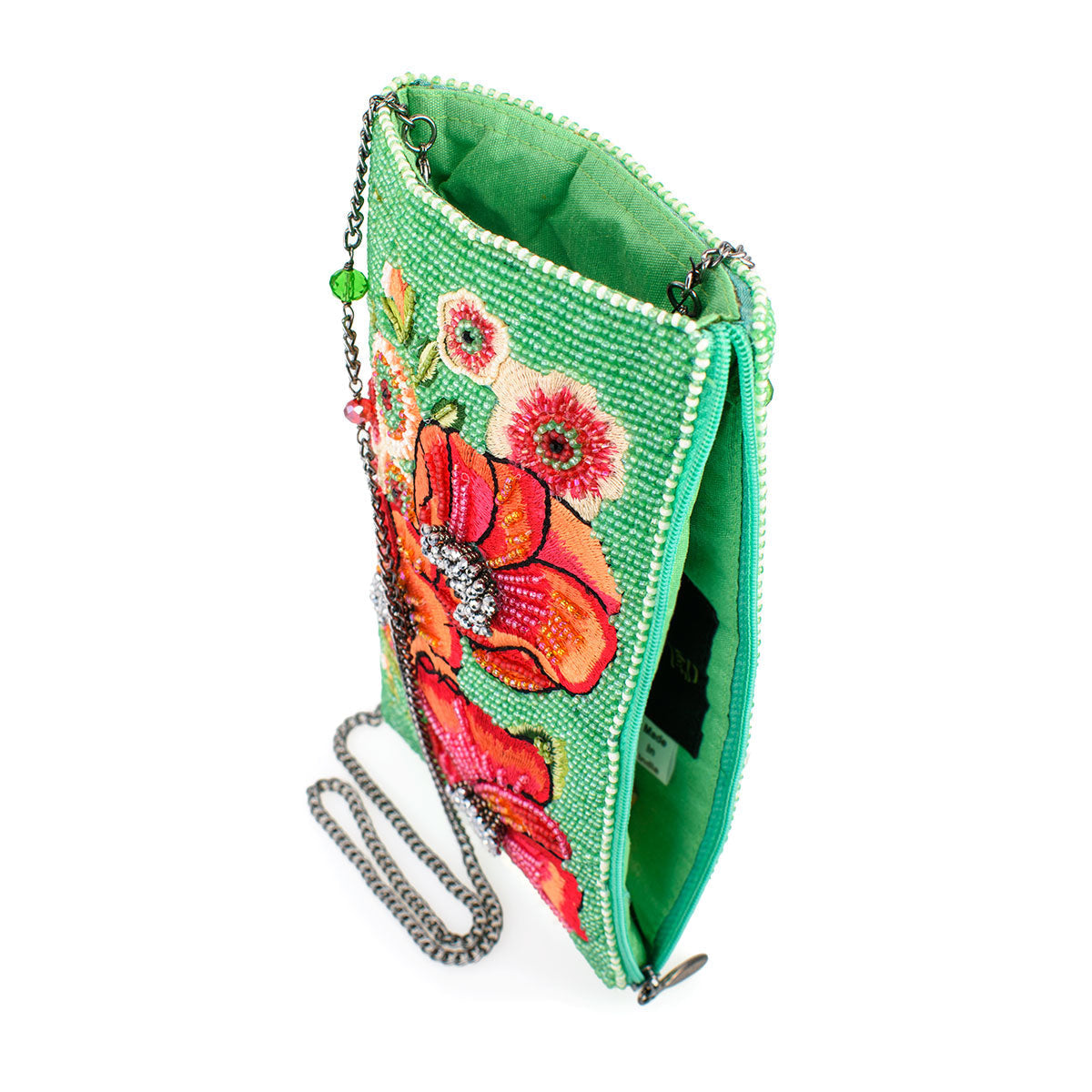 Poppy Field Beaded Floral Crossbody Phone Bag - Mary Frances