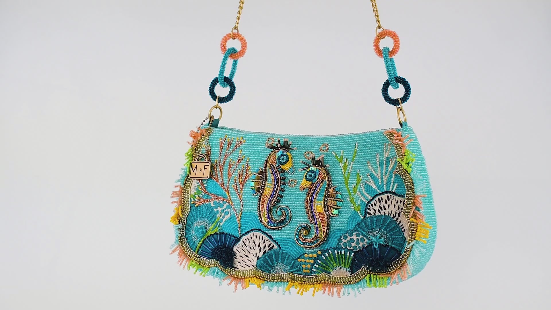Reef Rider Beaded Seahorses Crossbody Handbag Video